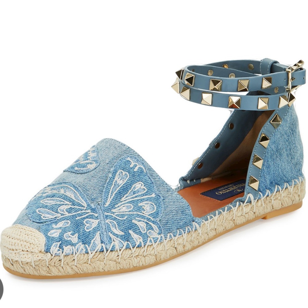 Authentic Valentino Garavani Denim Butterfly Espadrille